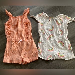 2 Toddler girls One piece rompers Size 4t